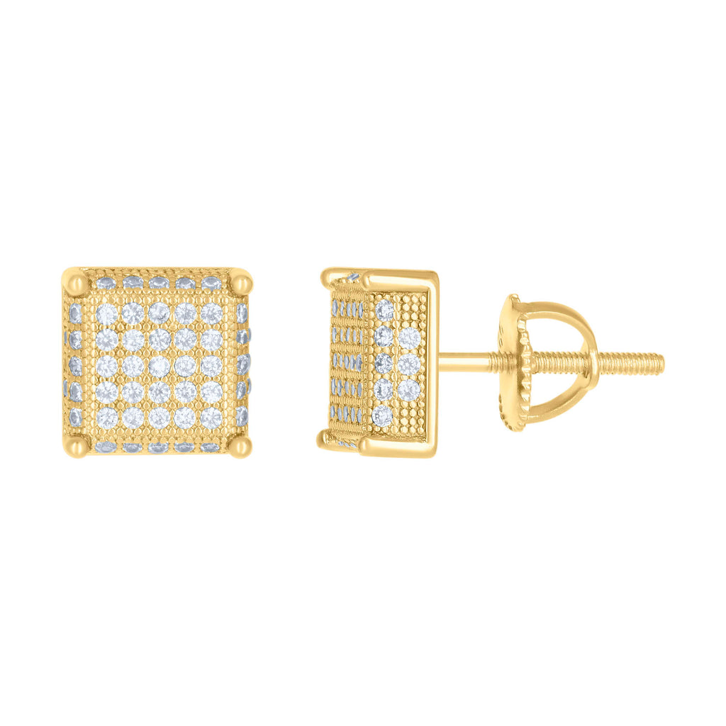 925 Sterling Silver Womens Yellow-tone 0.8ct Moissanite Square Fashion Stud Earrings