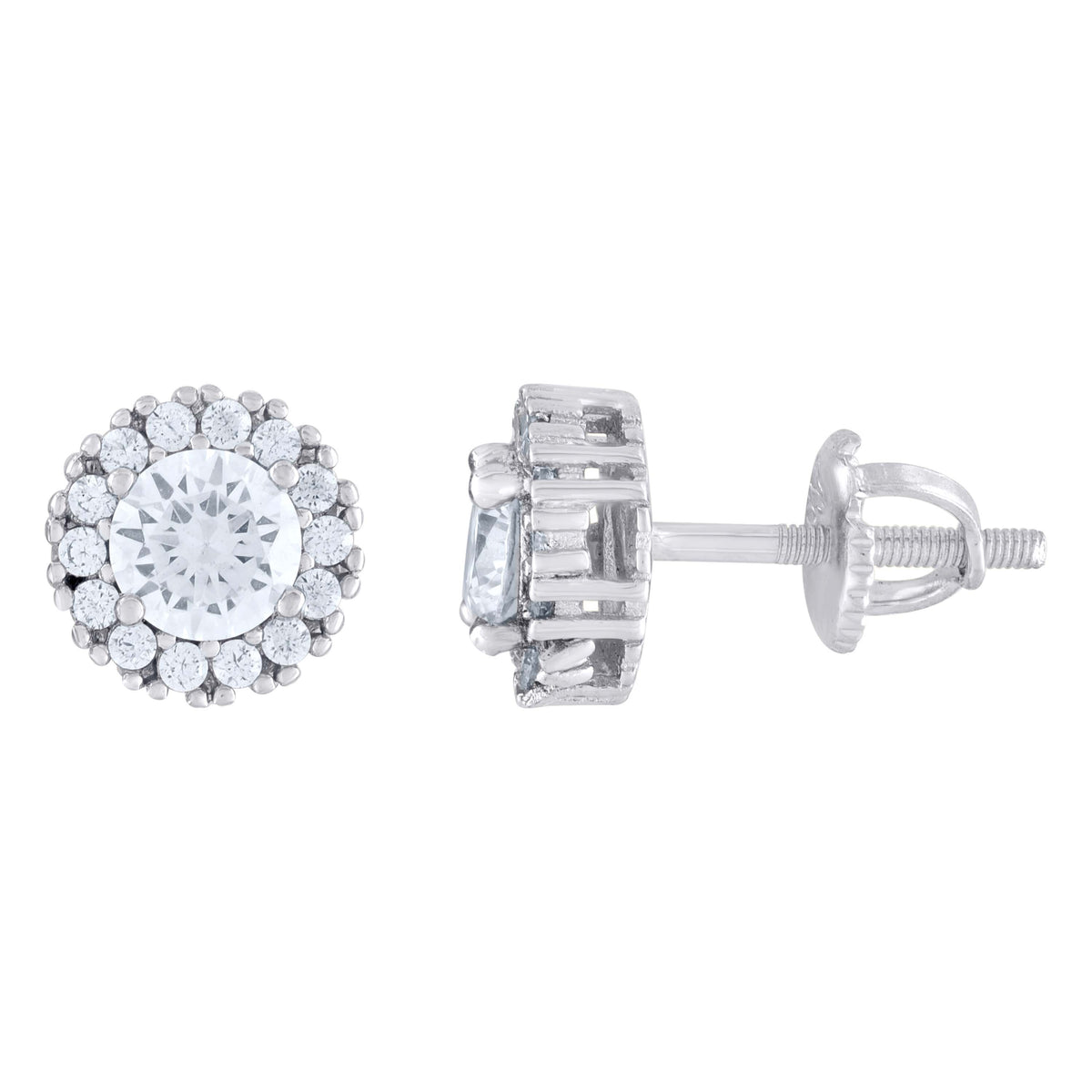 925 Sterling Silver Womens 1.28ct Moissanite 8.4mm Fashion Stud Earrings Screw Back