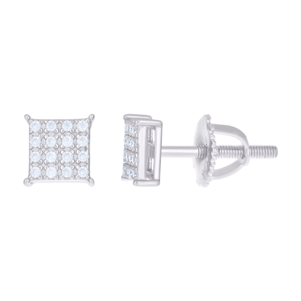 925 Sterling Silver Womens 1.1ct Moissanite Square Fashion Stud Earrings