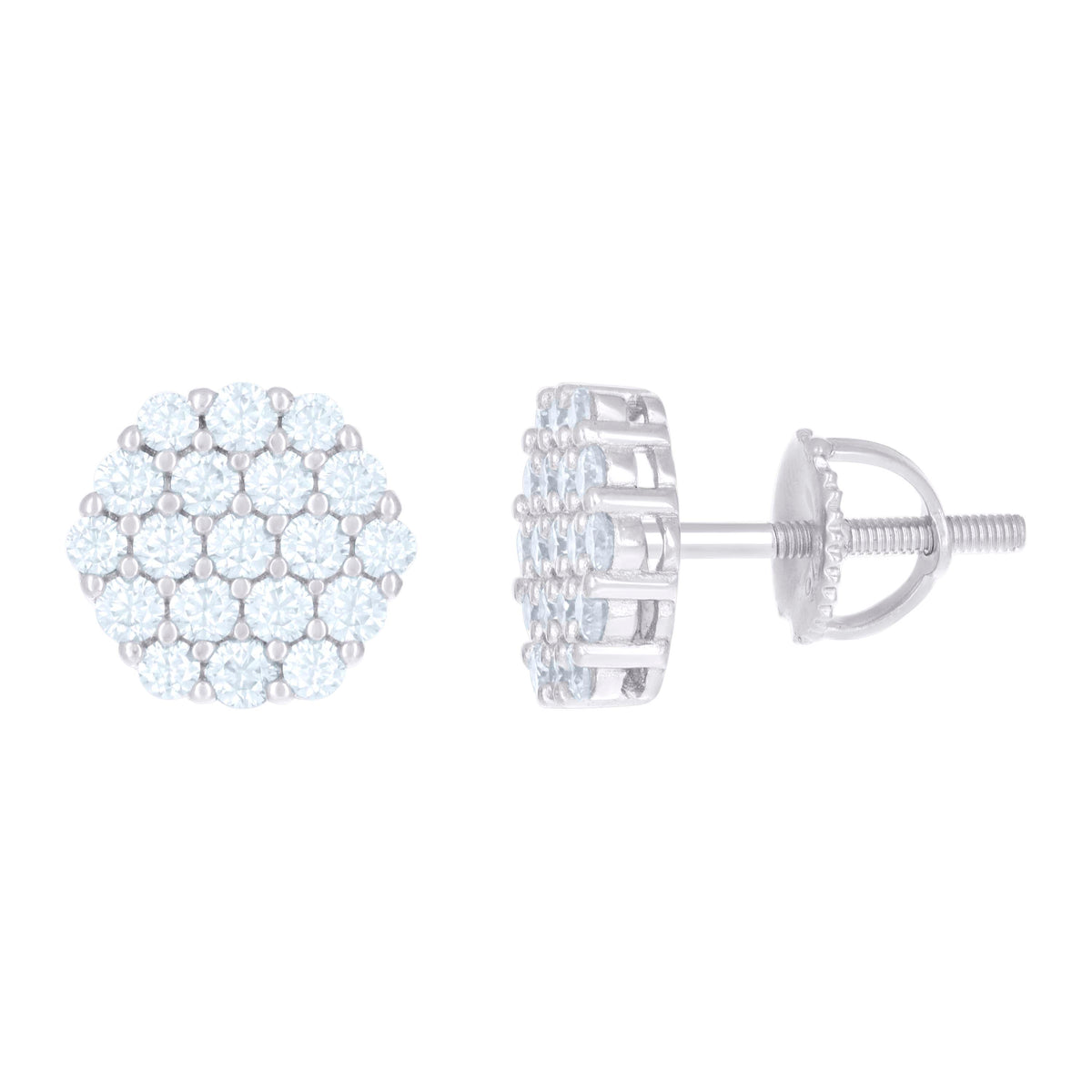 925 Sterling Silver Womens 0.76ct Moissanite Octagon Stud Earrings