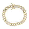925 Sterling Silver Yellow-tone 10.24ct Moissanite 9mm Miami Cuban Chain Bracelet Size 7 Inches