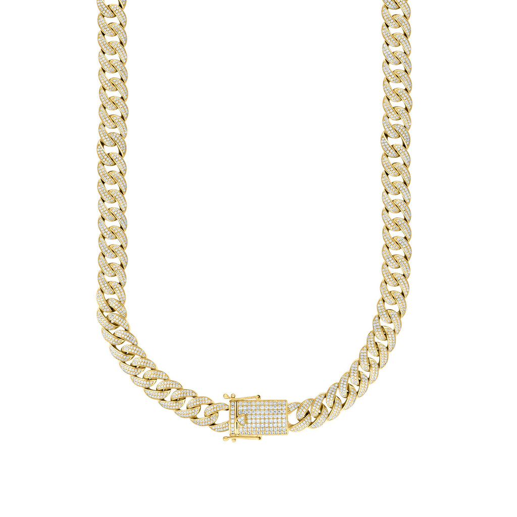 925 Sterling Silver Yellow-tone 5.40ct Moissanite Miami Cuban Chain Bracelet 12mm Size 7 Inches