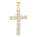 10K Yellow Gold Womens Mens Round Cubic Zirconia Cubic-Zirconia Cross Religious Charm Pendant