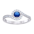 925 Sterling Silver Womens Blue White Cubic-Zirconia Fashion Ring