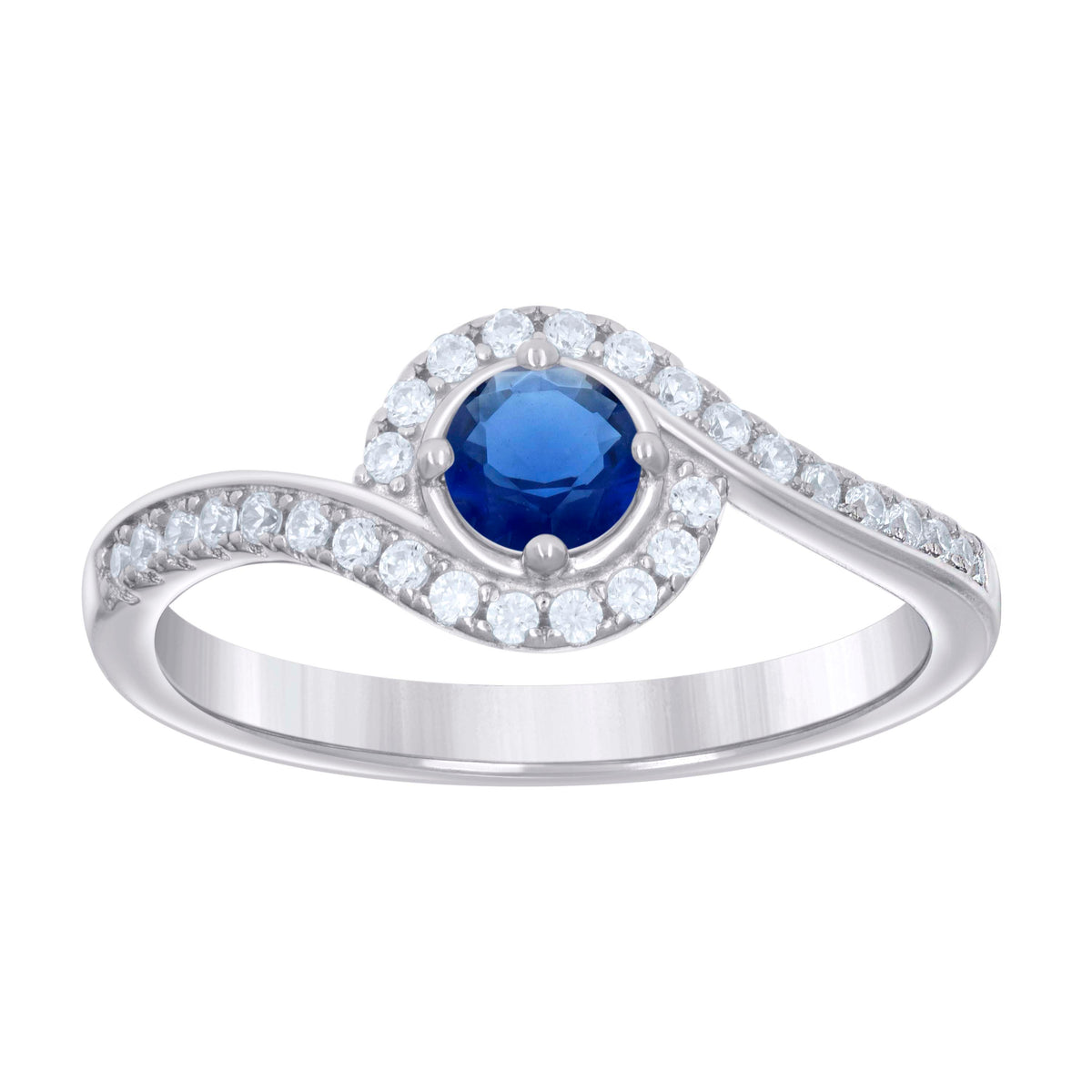 925 Sterling Silver Womens Blue White Cubic-Zirconia Fashion Ring Size 6