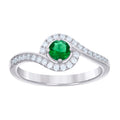 925 Sterling Silver Womens Green White Cubic-Zirconia Fashion Ring Size 8