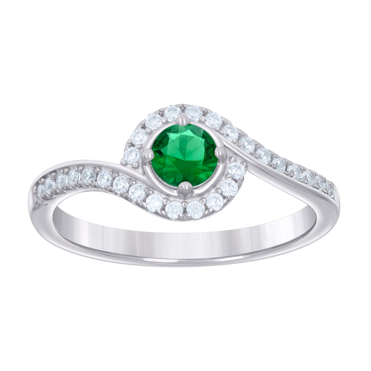 925 Sterling Silver Womens Green White Cubic-Zirconia Fashion Ring Size 8