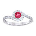 925 Sterling Silver Womens Red White Cubic-Zirconia Fashion Ring