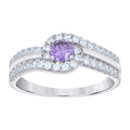 925 Sterling Silver Womens Purple White Cubic-Zirconia Fashion Ring Size 6