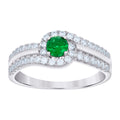 925 Sterling Silver Womens Green White Cubic-Zirconia Fashion Ring Size 9