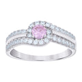 925 Sterling Silver Womens Pink White Cubic-Zirconia Fashion Ring Size 9