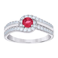 925 Sterling Silver Womens Red White Cubic-Zirconia Fashion Ring Size 7