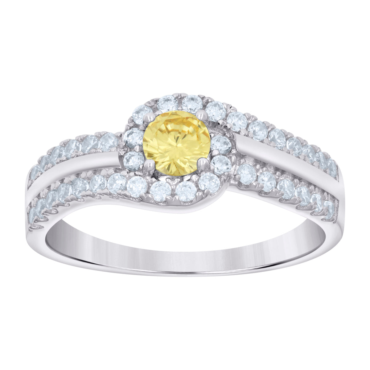 925 Sterling Silver Womens Yellow White Cubic-Zirconia Fashion Ring Size 6