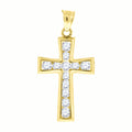10K Yellow Gold Womens Mens Round Cubic Zirconia Cubic-Zirconia Cross Religious Charm Pendant