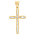 10K Yellow Gold Womens Mens Round Cubic Zirconia Cubic-Zirconia Cross Religious Charm Pendant