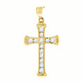 10K Yellow Gold Womens Mens Round Cubic Zirconia Cubic-Zirconia Cross Religious Charm Pendant