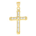 10K Yellow Gold Womens Mens Round Cubic Zirconia Cubic-Zirconia Cross Religious Charm Pendant