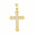 10K Yellow Gold Mens Women Cubic Zirconia Cubic-Zirconia Cross Religious Charm Pendant
