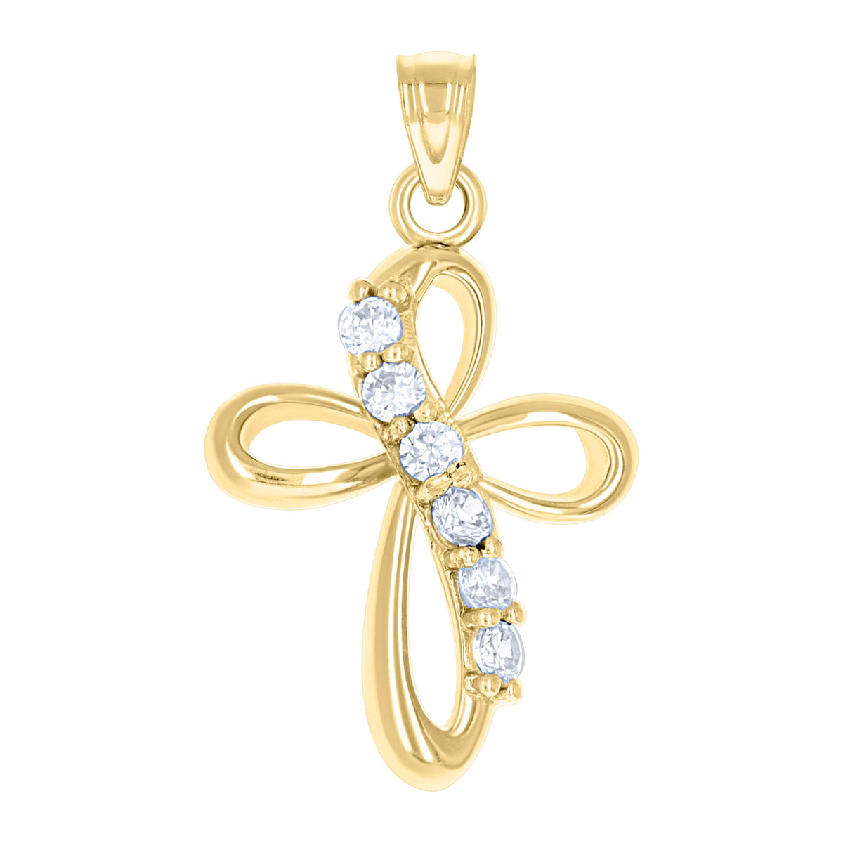 10K Two-Tone Gold Unisex Cubic Zirconia Cubic-Zirconia Cross Religious Charm Pendant