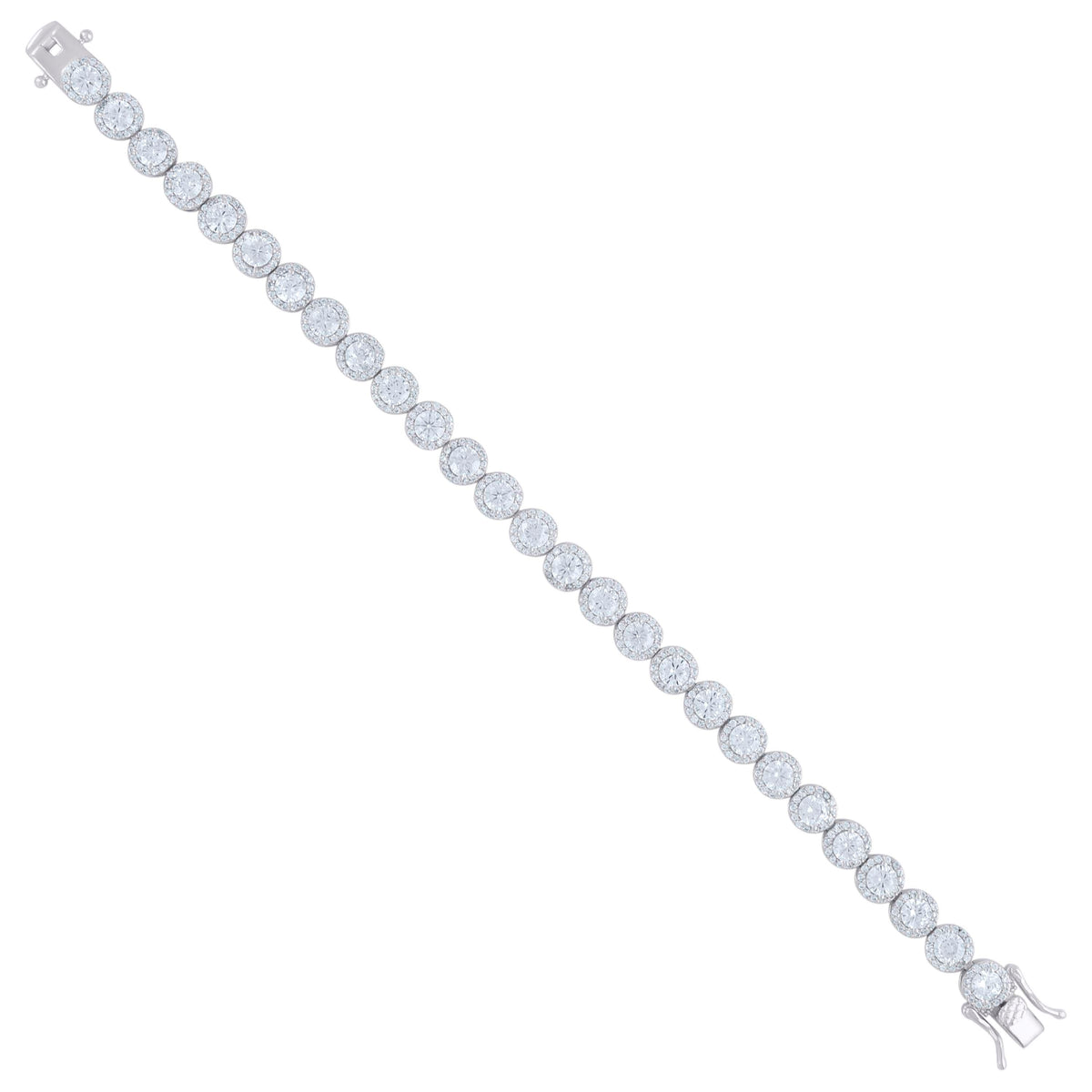 925 Sterling Silver Women Cubic-Zirconia Fashion Link Bracelet 7 Inches