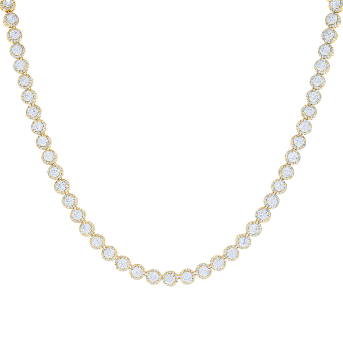 925 Sterling Silver Yellow-tone Womens Cubic-Zirconia Fashion Link Necklace