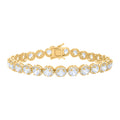 925 Sterling Silver Yellow-tone Women Cubic-Zirconia Fashion Link Bracelet 7 Inches