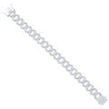 925 Sterling Silver Mens Baguette Round Cubic-Zirconia Fashion Link Bracelet