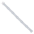 925 Sterling Silver Mens Baguette Round Cubic-Zirconia Fashion Link Bracelet