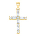 10K Yellow Gold Womens Mens Round Cubic Zirconia Cubic-Zirconia Cross Religious Charm Pendant
