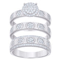 925 Sterling Silver Cubic-Zirconia His & Hers Trio Ring Set Size 8