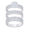 925 Sterling Silver Cubic-Zirconia His & Hers Trio Ring Set Size 8
