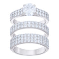 925 Sterling Silver Cubic-Zirconia His & Hers Trio Ring Set Size 8