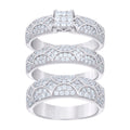 925 Sterling Silver Cubic-Zirconia His & Hers Trio Ring Set
