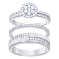 925 Sterling Silver Cubic-Zirconia His & Hers Trio Ring Set Size 7