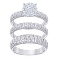 925 Sterling Silver Cubic-Zirconia His & Hers Trio Ring Set Size 8