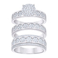 925 Sterling Silver Cubic-Zirconia His & Hers Trio Ring Set