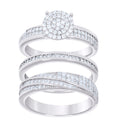 925 Sterling Silver Cubic-Zirconia His & Hers Trio Ring Set Size 6