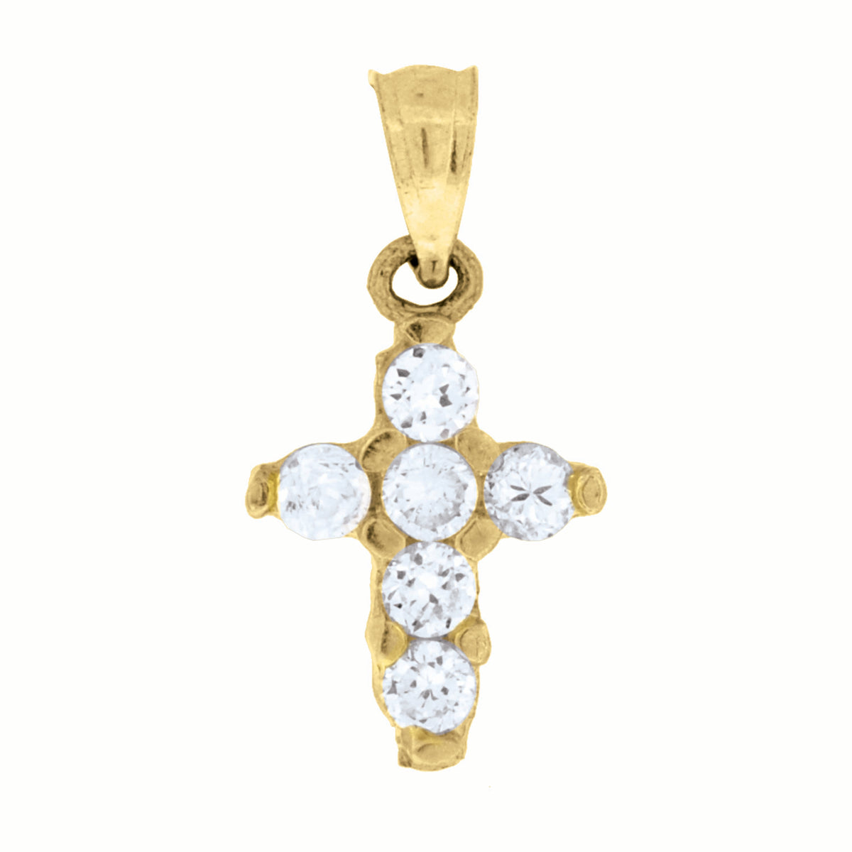 10K Yellow Gold Womens Round Cubic Zirconia Cubic-Zirconia Cross Pendant
