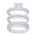 925 Sterling Silver Cubic-Zirconia His & Hers Trio Ring Set Size 6