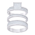 925 Sterling Silver Cubic-Zirconia His & Hers Trio Ring Set Size 9