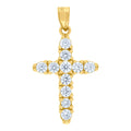 10K Yellow Gold Mens Women Cubic Zirconia Cubic-Zirconia Cross Religious Charm Pendant