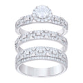 925 Sterling Silver Cubic-Zirconia His & Hers Trio Ring Set