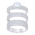 925 Sterling Silver Cubic-Zirconia His & Hers Trio Ring Set Size 7