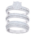 925 Sterling Silver Cubic-Zirconia His & Hers Trio Ring Set Size 9