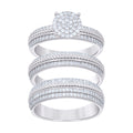 925 Sterling Silver Cubic-Zirconia His & Hers Trio Ring Set Size 6