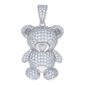 925 Sterling Silver Mens Round 2.24ct Moissanite Teddy Bear Fashion Charm Pendant