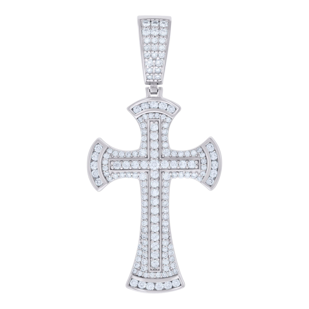 925 Sterling Silver Mens 1.40ct Moissanite Cross Religious Charm Pendant