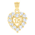 10K Two-Tone Gold Womens Cubic Zirconia Cubic-Zirconia Sweet 15 Heart Charm Pendant