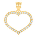 10K Yellow Gold Womens Cubic Zirconia Cubic-Zirconia Open Heart Charm Pendant