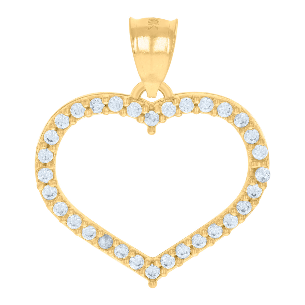 10K Yellow Gold Womens Cubic Zirconia Cubic-Zirconia Open Heart Charm Pendant